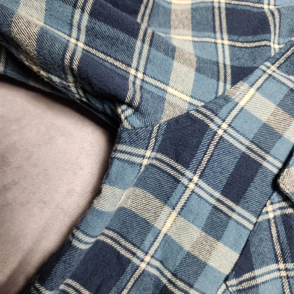 Hurley‎ Mens Blue Plaid Flannel Long Sleeve Button Down Shirt size Large